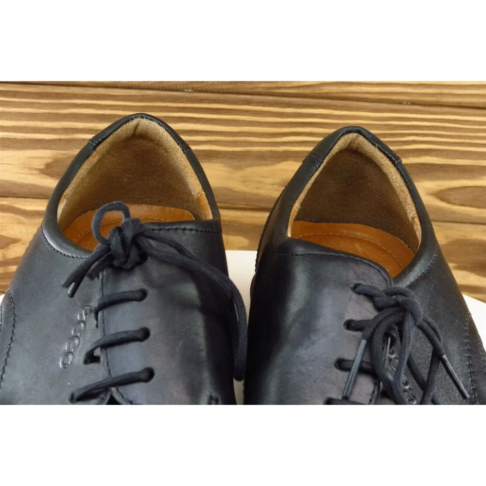 ECCO Men Derby Oxford Dress Shoes‎ Size 44 Black Leather Classic Comfort